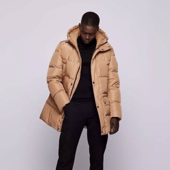 HUGO BOSS DOWN-FILLED PARKA JACKET WITH WATER-REPELLENT FINISH BEIGE
